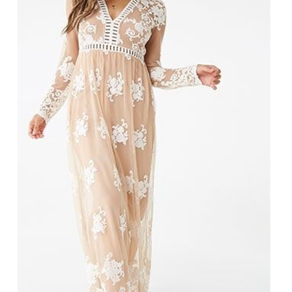 Forever 21 Lace Embroidered Maxi Dress Gown